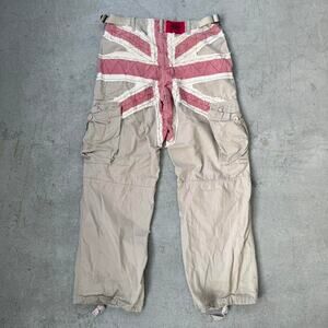 Vintage Y2K Keanan Duffty Rare Englands Dreaming Union Jack Baggy Cargo Pants